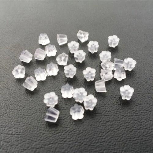 500pcs/lot Clear Soft Silicone Rubber Earring Backs Safety Plum Shape Stopper Rubber Jewelry Accessories DIY Parts Ear Plugging
