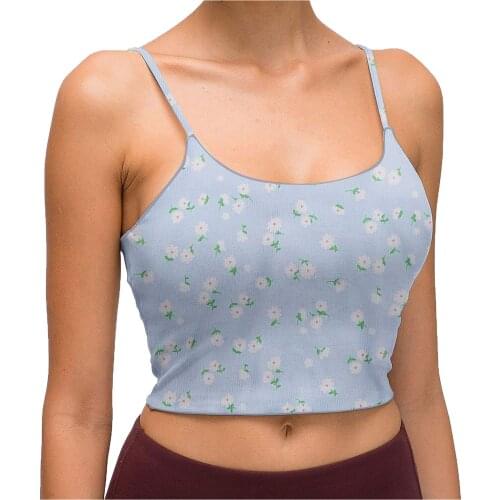 Sexy Tops Sleeveless Vest Womens Tank Top U-Neck Plant Flower Printed Tank Tops Womens Tops For Summer Off Shoulder Camisole