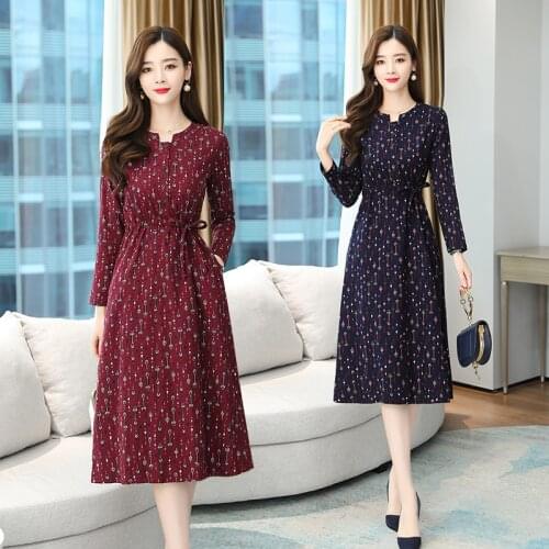 Women Long Sleeve Dress Autumn Spring Runway 2020 Elegant Korean Pocket Dress Long Boho Casual Party Slim Dresses Burgundy Blue