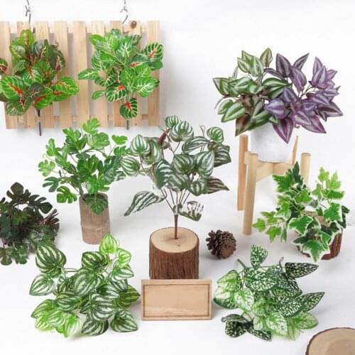 1Pc Artificial Plants Plastic Evergreen Plants Fake Green Leaves Plants Home Decoration Artificial Plants plantas artificiales