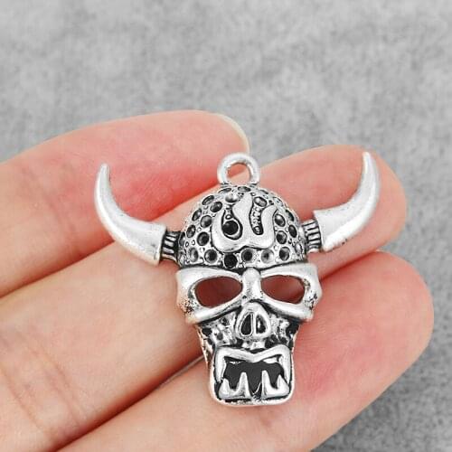 10PCS Vintage Tibetan Hollow Skull Bull Ox-head Star Skeleton Halloween Charm Pendant for Necklace DIY Jewelry Findings