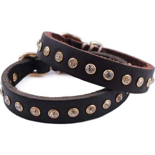 100Pcs/Lot Pet Supplies The New Pet Collars Wanda Set Diamond Skin Color Collars Yellow Leather Dog Collars