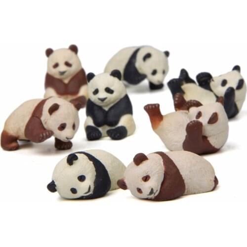 4pc Panda Mini Cartoon Animal Model Craft Bonsai Decor Miniature Home Ornament Gift Fairy Garden Decoration DIY Accessory