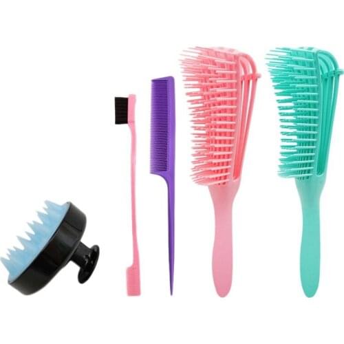 5Pcs Detangling Brush Detangler Brush for Dry and Wet Hair Detangling Hair Comb Set Shampoo Massage Brush Hair Tip Comb