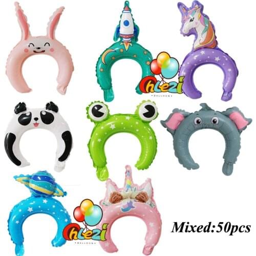 50pcs Animal Headband Balloons Rabbit frog Rainbow Horse Inflatable ballon Wedding Birthday party decoration Kid Toy Baby Shower