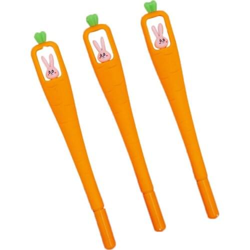 50PCS/lot South Korea Creative Cartoon Rabbit Carrot Gel Pen Cute Students Exam Writing Signing Pen Ball Pen Stationery