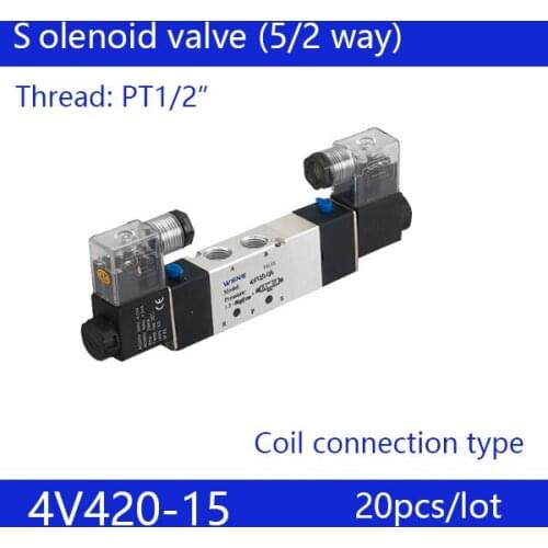 Free shipping 20pcs good qualty 5 port 2 position Solenoid Valve 4V420-15,have DC24v,DC12V,AC24V,AC36V,AC110V,AC220V,AC380V