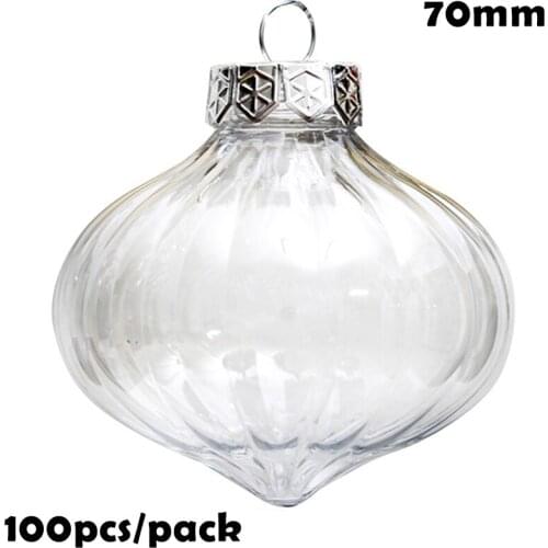 Free Shipping DIY Paintable/Shatterproof/Fillable Christmas Decoration Ball 70mm Plastic Onion Ornament, 100/Pack