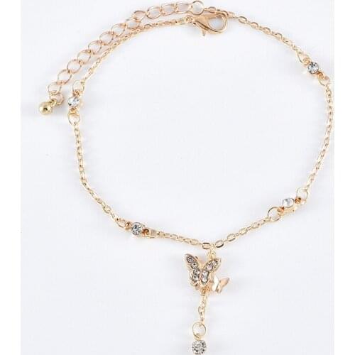 Two Layers Chain Heart Style Gold Color Anklets For Women Bracelets Barefoot Sandals Jewelry On Foot Leg Anklets Bracelets