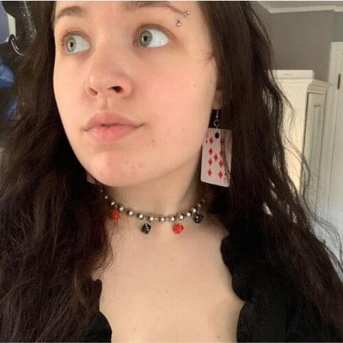 Fashion hip hop black and red dice pendant necklace for men and women