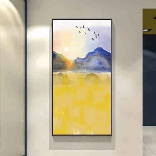 Oil painting style Golden sun Forest bird sea bridge night deer Modern Wall Art Decorative Picture Canvas for porch room decor