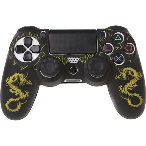 Chinese Dragons Silicone Gamepad Cover Case + 2 Joystick Caps For PS4 Controller