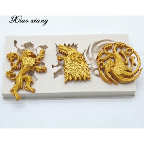 Lion Wolf And Dragon Silicone Molds Family Emblem Fondant Mould Cake Decorating Tools Chocolate Gumpaste Mold, Kitchen Gadget
