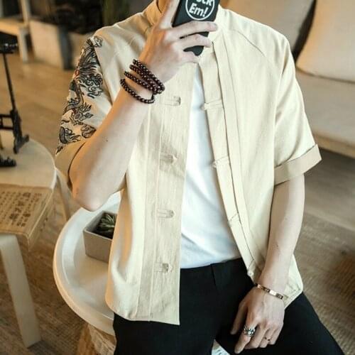 Linen shirts men traditional chinese shirt chinese collar shirts for men chinese traditional men clothing TA112