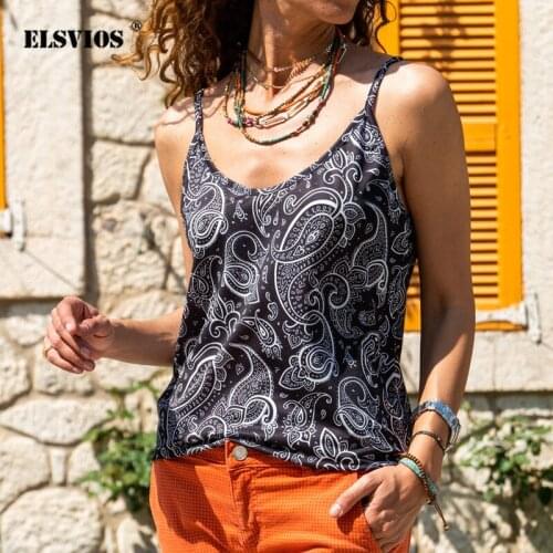 Contrast Flowers Printing Camisole Round Neck Sleeveless Sexy Backless Vest Women Summer Loose Casual Cool Streetwear Club Sling