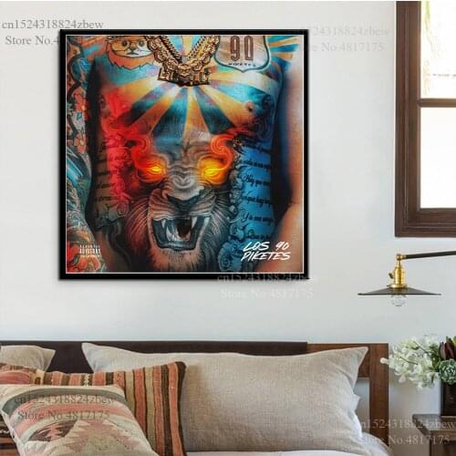 Miky Woodz Poster Rapper Singer Music Album Los 90 Piketes Canvas Painting Wall Art Posters and Prints Home Decor