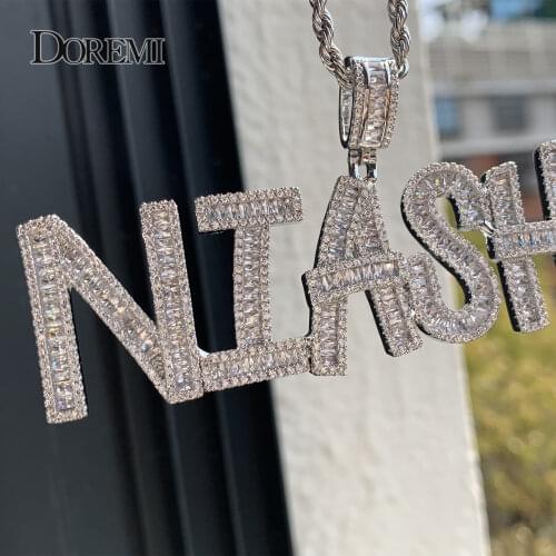 DOREMI Fashion Custom Name Iced Out initial Letters Chain Cubic Zirconia Pendants Necklaces Mens Zircon Hip Hop Jewelry