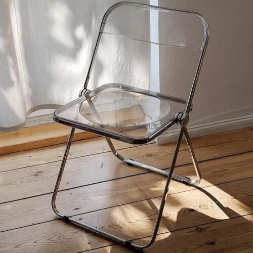 Set wood South Korea ins net red acrylic photo chair transparent backrest chair folding dining chair makeup chair used