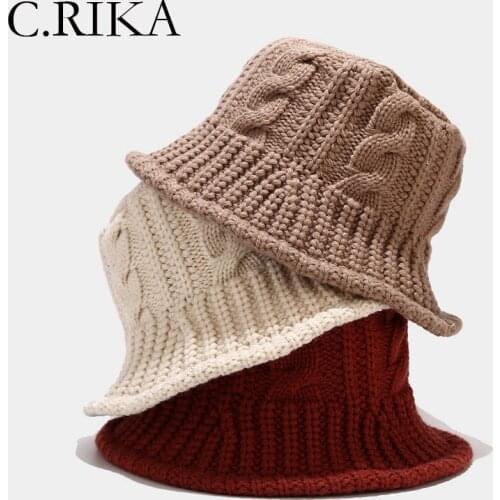 New Fashion Solid Autumn Winter Knitted Bucket Hats Women Girl Ladies Outdoor Travel Sun Hat Panama Warm Fisherman Hat Bob