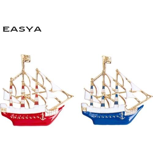 Sailboat Brooch Pin Collar Pin For Women Quality Luxury Jewelry Gift Men Boat Shape Brooch For Clothes Accessories Corsage Pins