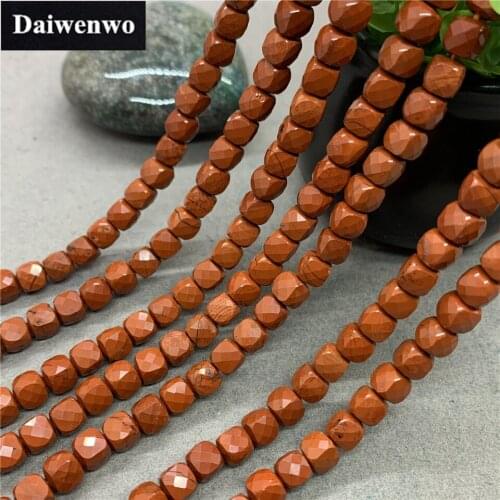 Peach Red Stone 6mm Cut Faceted Spacer Cube Beads Flash DIY for Bracelet