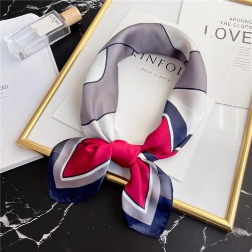 New Silk Square Scarf Women Bandana Design Shawl Neck Wrap Foulard Neckerchief Printed Scarves Female Hairband Spring 2021
