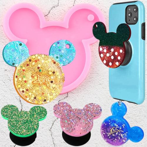 Disney Mickey Head Silicone Mold Phone Grip Epoxy Resin Molds Badge Reel Craft Keychain Pendant Necklace Jewelry Making Moulds