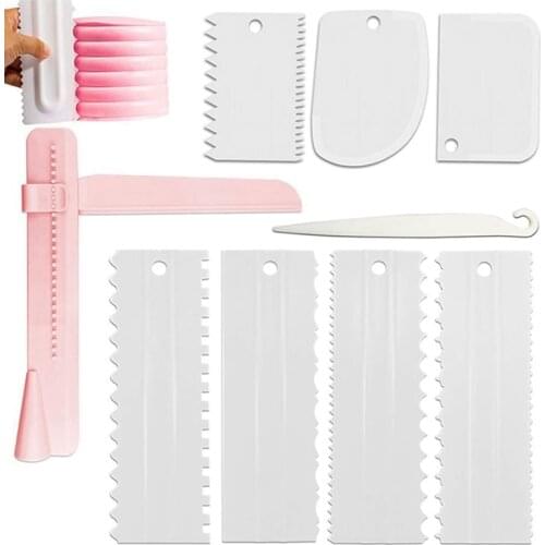 9Pcs Cake Scraper Set Cake Edge Scraper with Adjustable Butter Smoother Cream Scraper Tool Cake Decorating Comb