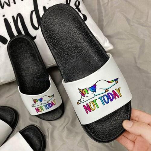 2021 Women Slippers Kawaii Rainbow Horse Comfortable Open Toe Flip Flops for Female Summer Beach Fashion Non-slip Slides