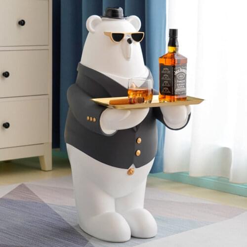 Modern Multi-function Bear Statue Sculpture Living Room Decoration Large Storage Tray Crafts Ornaments Home Accessories Creative