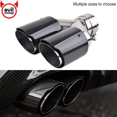 Universal DUAL Exhaust Tip Glossy Carbon Fiber Exhaust Tip Black Coated Stainless Steel Muffler Tip Tail Pipe for BMW BENZ AUDI