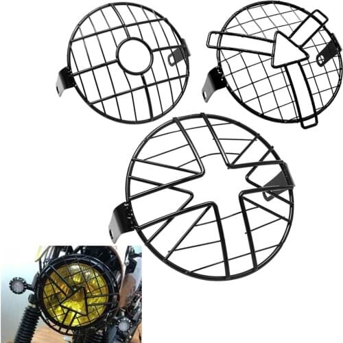 Motorcycle Universal Vintage Headlight Protector Retro Grill Light Lamp Cover Black For Harley Ducati Chopper Yamaha Cafe Racer