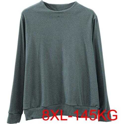 Spring Autumn men tshirt 8XL Bust 150cm 5XL 6XL 7XL Plus size long sleeve elastic tshirt men 4 colors