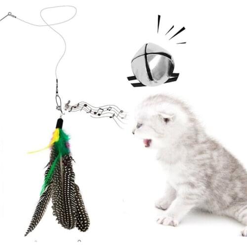 Retractable Interactive Cat Toy Stick Feather Stick Small Bell Rat Cage Toy Artificial Colorful Cat Teasing Toy Pet Supplies