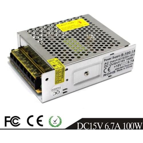 High Quality Switching Power Supply 15v 6.7A 100W Ac Dc Converter Indoor Led Driver for LED Strip Display Cctv and 3d Printer