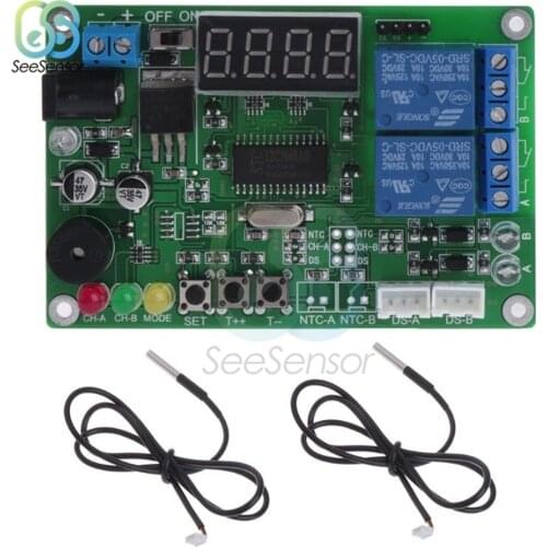 DC 5-24V High Precision Digital Display Intelligent Temperature Controller 0.36inch 4bit Digital Tube Waterproof Sensor Probe 1M