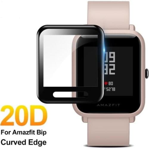 20D Curved Edge Protective for xiaomi Amazfit Bip glass accessories HD film Full cover Huami Amazfit Bip Smart Watch