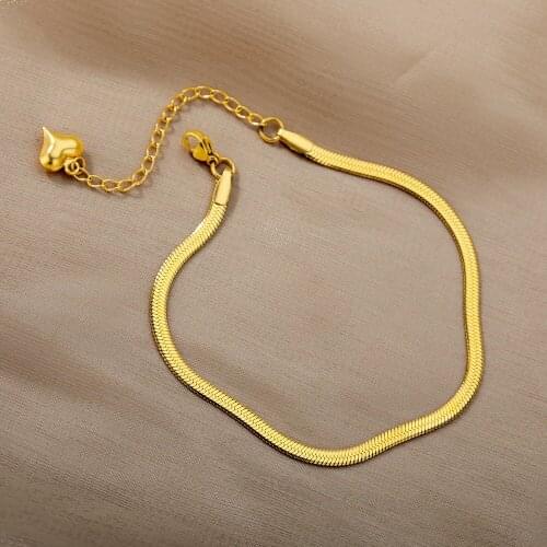 Herringbone Snake Chain Anklets For Women Rose Gold Sliver Color Anklet Stainless Steel Ankle Bracelet Boho Jewelry Accessories