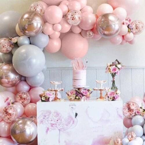 167pcs Pink and Gray Balloon Chain Baby Shower Ballon Sweet 18 Birthday Party Decor Wedding Balon Ms and Mr To Be Bride Balloons