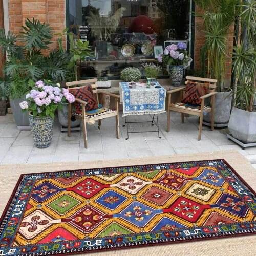200*300cm Geometric Persian Ethnic Style Bright Yellow Red Green Blue Color Living Room Bedroom Bedside Carpet Floor Mat