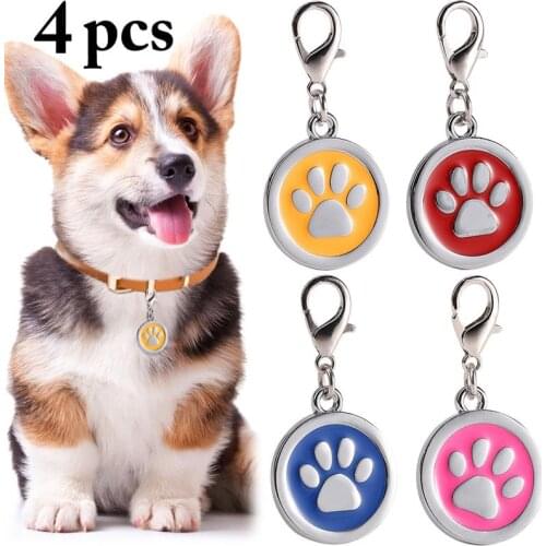 4Pcs/Set Creative Dog ID Tag Keychain Personalized Dogs Collar Tag Pendant Anti-Lost Puppy KittenS Name ID Tags Dog Accessories