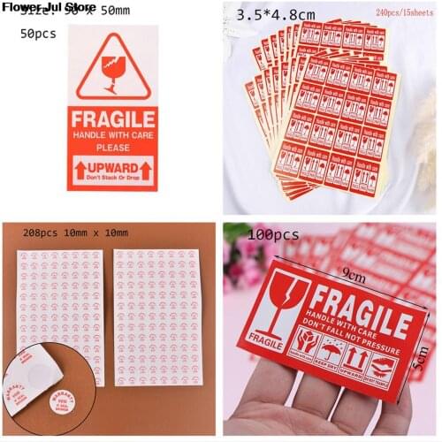 40/50/100/240pcs Fragile Warning Label Sticker Fragile Sticker Up And Handle With Care Keep Dry Shipping Express Label