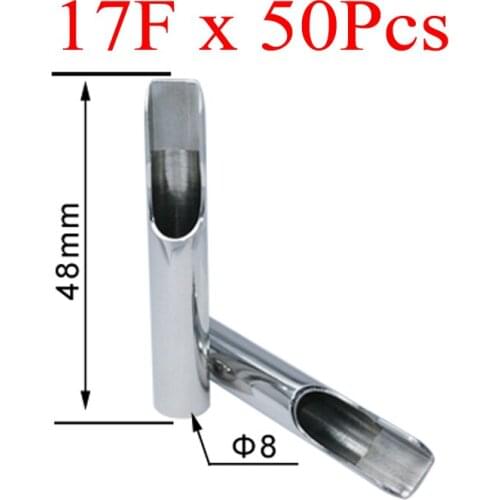 Tattoo Tips for Needles 50Pcs Stainless Steel Nozzles Tattoo Tips SST-312-17FT