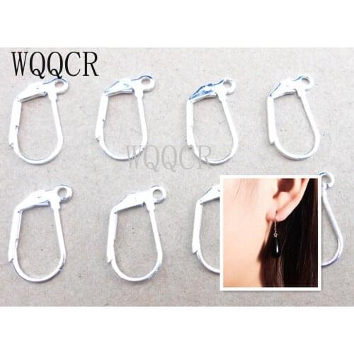 50Pcs Lot Jewelry Findings Sterling Silver colorPlated Square Hook Earring Earwires For Beads Crystal Stone Nice Made