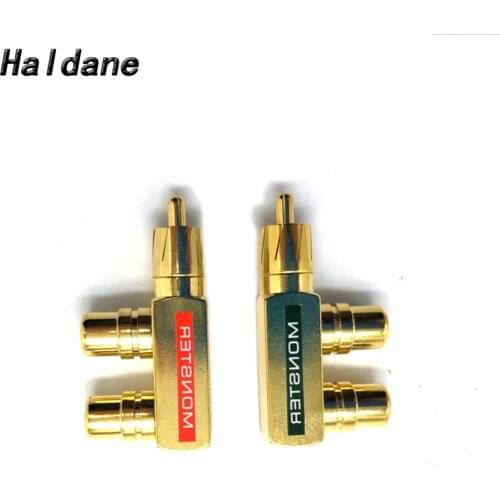 Free shipping Haldane 2 pieces Gold Plated RCA Adapter RCA Audio Video Splitter Plug 1 Male to 2 Female RCA Audio Connector