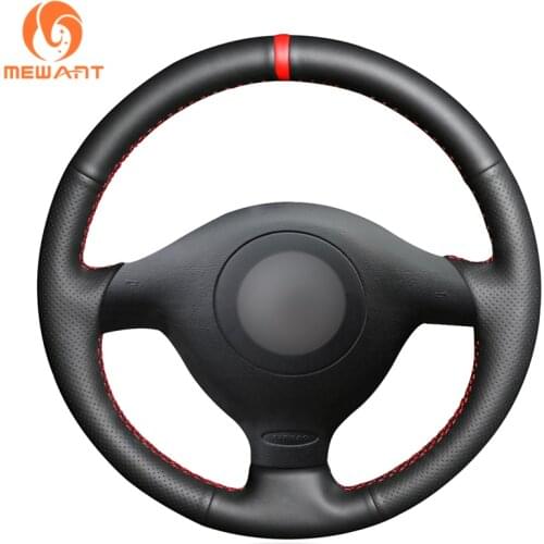 MEWANT Black Artificial Leather Steering Wheel Cover for Volkswagen VW Golf 4 (IV) Passat B5 Polo Bora Sharan Seat Leon MK1 (1M)