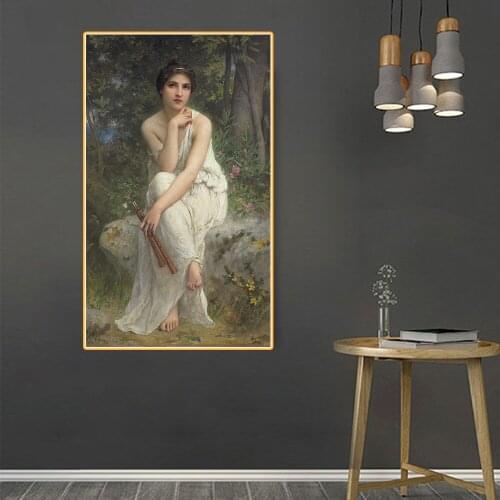Citon Amable Lenoir《The flute player》Canvas Oil Painting World Famous Artwork Poster Picture Modern Wall Decor Home Decoration