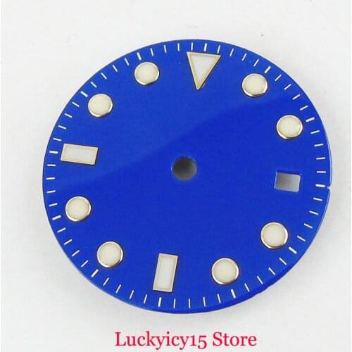 Watch Parts Nologo Blue 28.5mm Watch Dial with Gold Edge Fit MIYOTA Auto Movement