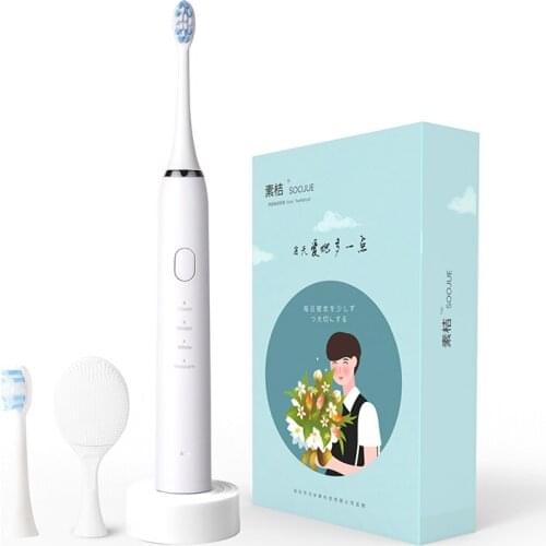 SOOJUE Sonic Electric Toothbrush Wireless Rechargeable Waterproof ultrasonic tooth brush DoPont Brush and Facial Cleansing brush
