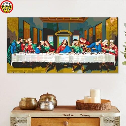 Painting by numbers art paint by number The Last Supper Jesus Christ Digital Painting Biblical story Da Vinci mural Decorative p